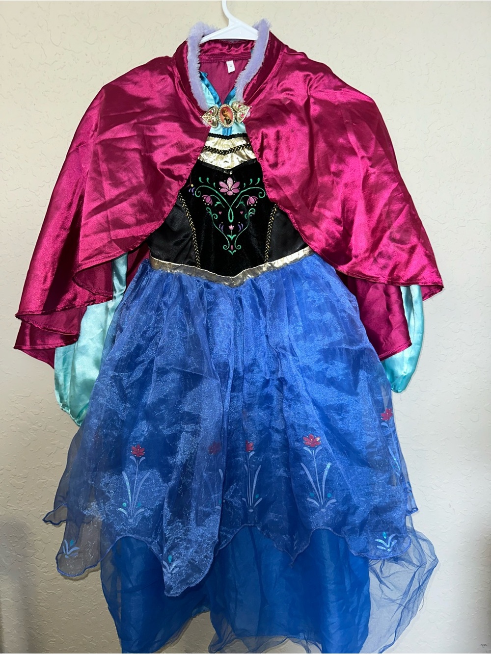 Girls Royal Blue and Magenta Princess Costume Dress with Cape Princess Anna